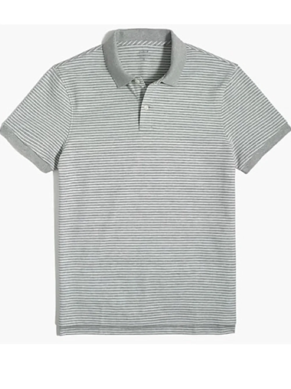 J. Crew light gray white striped flex pique polo